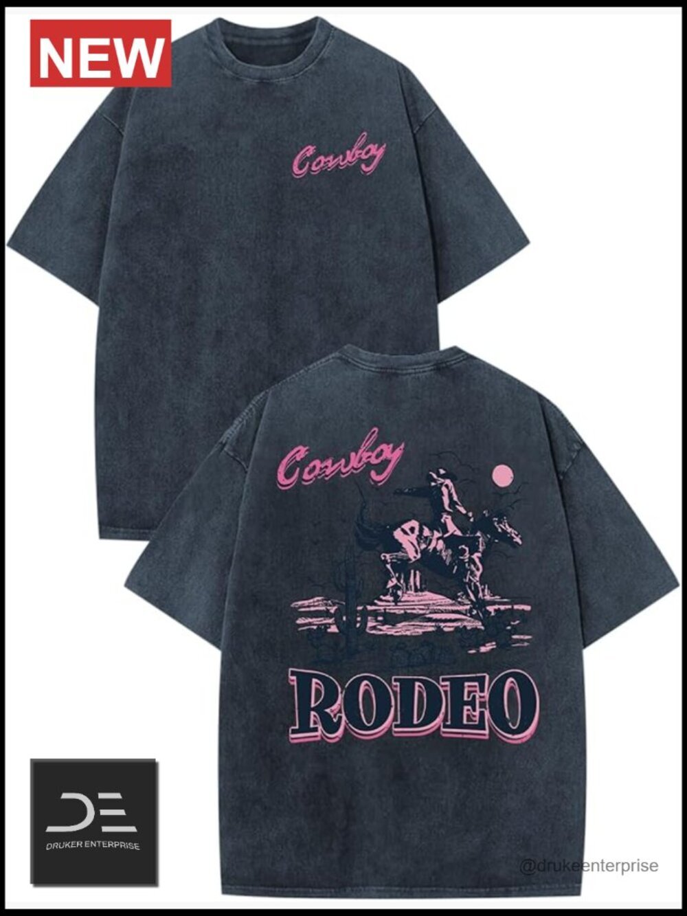 Western Cowboy Rodeo Graphic Tee Vintage Acid Wash T-Shirt
